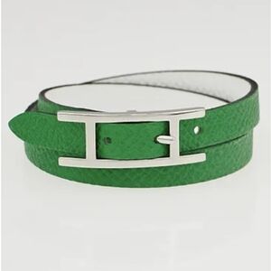 Hermes Bamboo/White Epsom Leather Behapi Double Tour Bracelet
